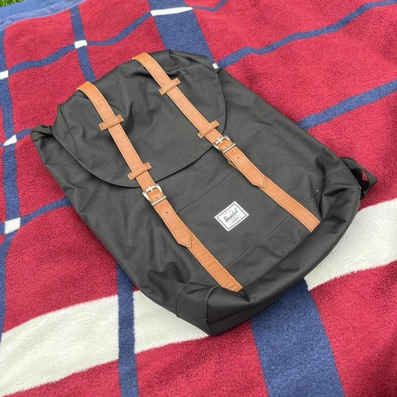 Herschel Supply Co Little America Mid 30L Backpack Black laptop leather bag